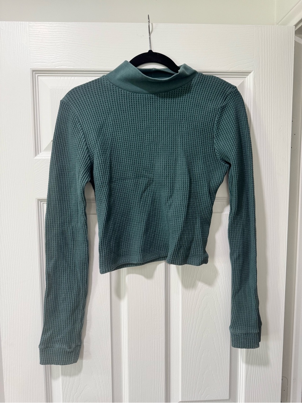 aerie Waffle Mock Neck Long Sleeve Top - Teal